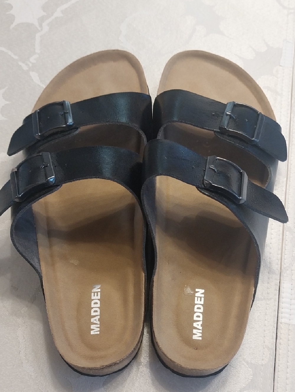 Madden Girl NWOT Brando Slide-on Sandals Size 10 Black Birken-Style Double Strap - Picture 10 of 10